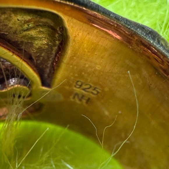 Sterling Silver 925 NH Blue Topaz Citrine Wide Band Ring - Picture 6 of 11